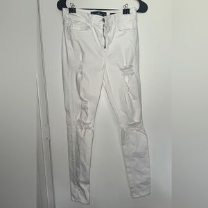 Hollister High-Rise Super Skinny Distressed White Jeans